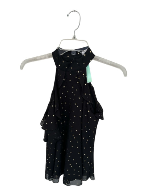 Amanda Uprichard Size P Black Silk Metallic Accent stars V Neck Top Black / P