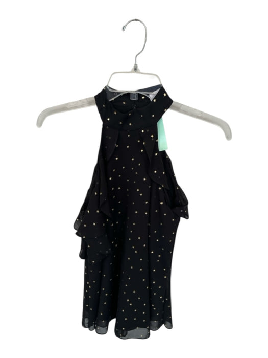 Amanda Uprichard Size P Black Silk Metallic Accent stars V Neck Top Black / P