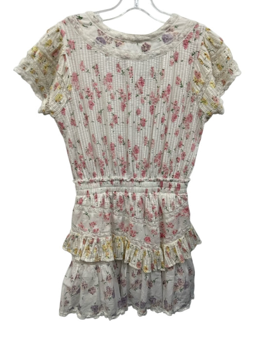Loveshackfancy Size XS White, Pink & Yellow Cotton Floral Lace Trim Dress White, Pink & Yellow / XS