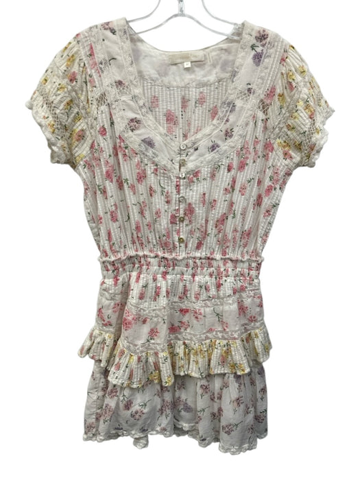 Loveshackfancy Size XS White, Pink & Yellow Cotton Floral Lace Trim Dress White, Pink & Yellow / XS