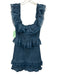 Tularosa Size L Slate Blue Cotton Blend Sleeveless Lace Trim Shirred Dress Slate Blue / L