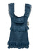 Tularosa Size L Slate Blue Cotton Blend Sleeveless Lace Trim Shirred Dress Slate Blue / L