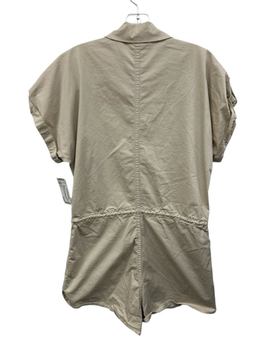 Pistola Size S Khaki Beige Cotton Blend Cap Sleeve Zip Front Mini Romper Khaki Beige / S