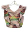 Koch Size S Pink & Multi Cotton Blend Ruffle Cap Sleeve Square Back Crop Top Pink & Multi / S