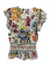 Farm Rio Size S White & Multi Cotton Floral Swiss Dot Ruffle Cap Sleeve Top White & Multi / S