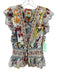 Farm Rio Size S White & Multi Cotton Floral Swiss Dot Ruffle Cap Sleeve Top White & Multi / S