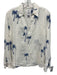 Calypso St. Barth Size S Blue & White Linen Long Sleeve Palm Tree V Neck Top Blue & White / S