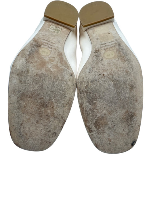 Stuart Weitzman Shoe Size 6.5 Cream White Leather Square Toe Bow Detail Flats Cream White / 6.5