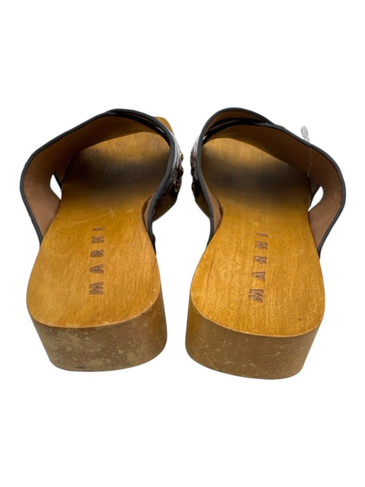Marni Shoe Size 37.5 Brown & Tan Patent Leather Wooden Sole Square Toe Sandals Brown & Tan / 37.5