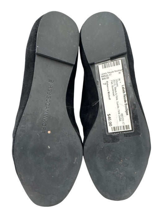 Rebecca Minkoff Shoe Size 7 Black & Pink Suede Pink Detail Flat Shoes Black & Pink / 7