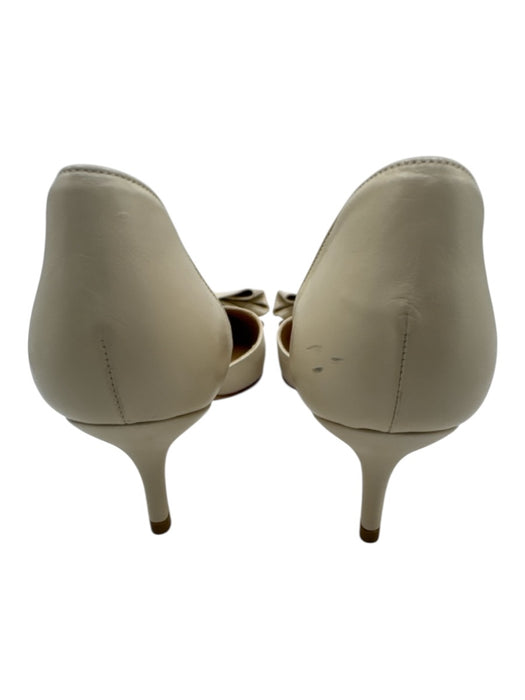 Salvatore Ferragamo Shoe Size 8 Cream Leather Bow Pointed Toe D'orsay Pumps Cream / 8