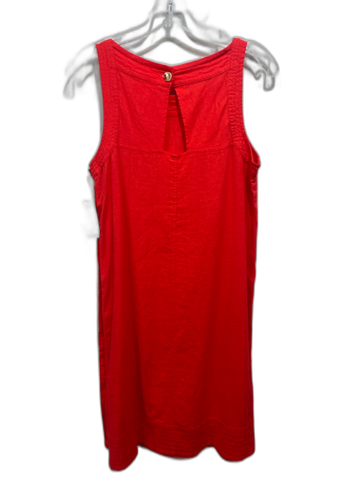 Cynthia Rowley Size S Red Linen Blend Square Neck Novelty Buttons Sea Life Dress Red / S