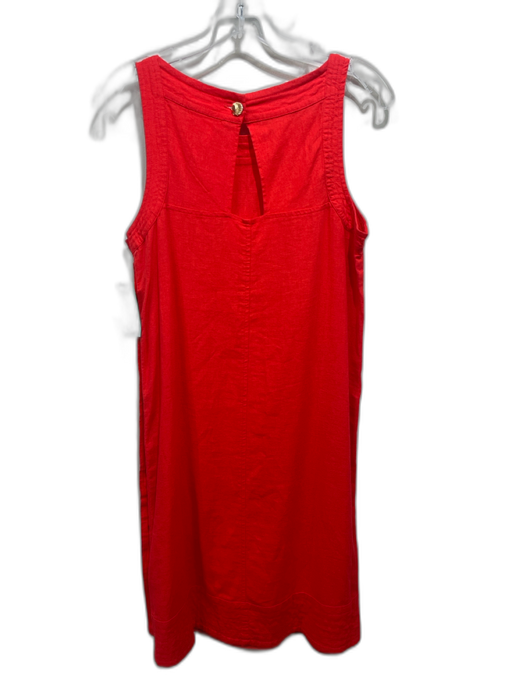 Cynthia Rowley Size S Red Linen Blend Square Neck Novelty Buttons Sea Life Dress Red / S