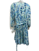 J. McLaughlin Size L Blue & Green Silk & Cotton Abstract Floral Wrap Dress Blue & Green / L