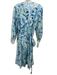 J. McLaughlin Size L Blue & Green Silk & Cotton Abstract Floral Wrap Dress Blue & Green / L