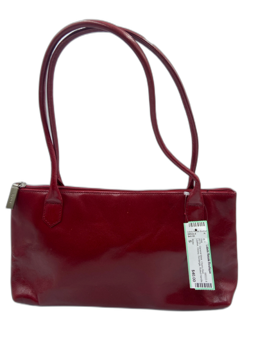 Hobo Cherry Red Leather Glossy Rectangle Rolled Handle Shoulder Bag Cherry Red / S