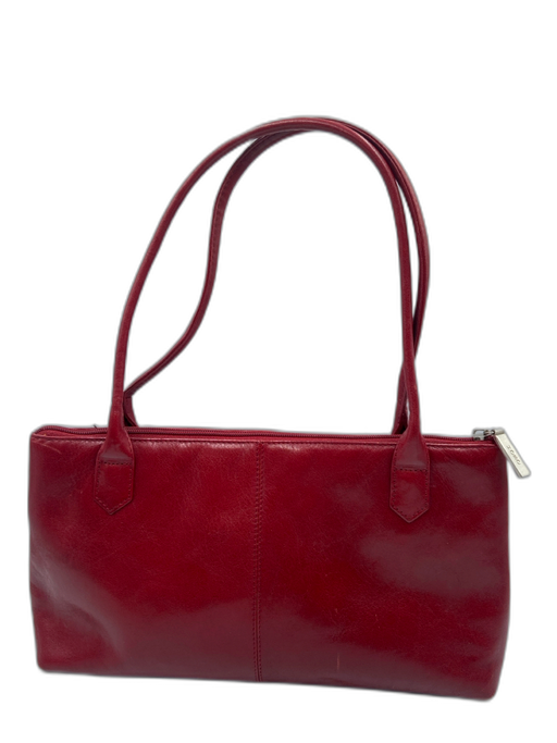 Hobo Cherry Red Leather Glossy Rectangle Rolled Handle Shoulder Bag Cherry Red / S