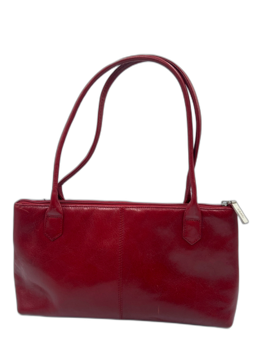Hobo Cherry Red Leather Glossy Rectangle Rolled Handle Shoulder Bag Cherry Red / S