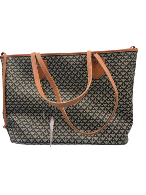 Bally Gray, Yellow, Brown Coated Canvas Geometric Tote Bag Gray, Yellow, Brown / L