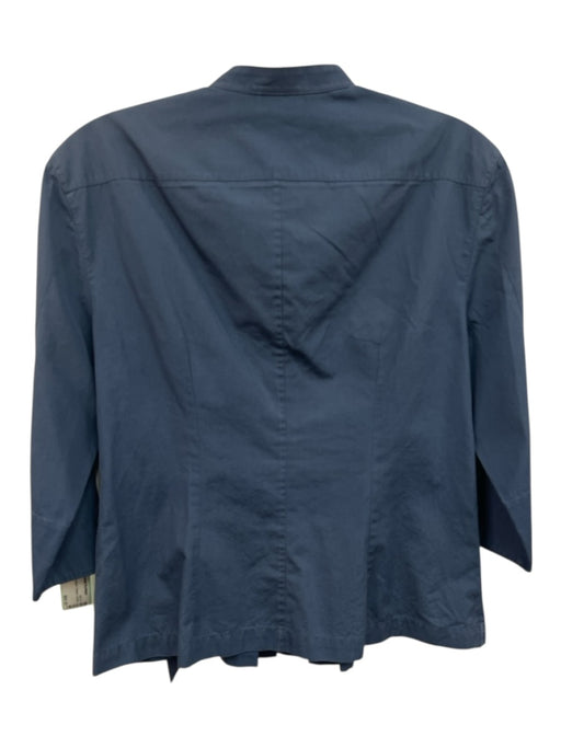 Akris Punto Size 8 Blue Cotton 1/2 Sleeve Pleated Buttons Belted Top Blue / 8