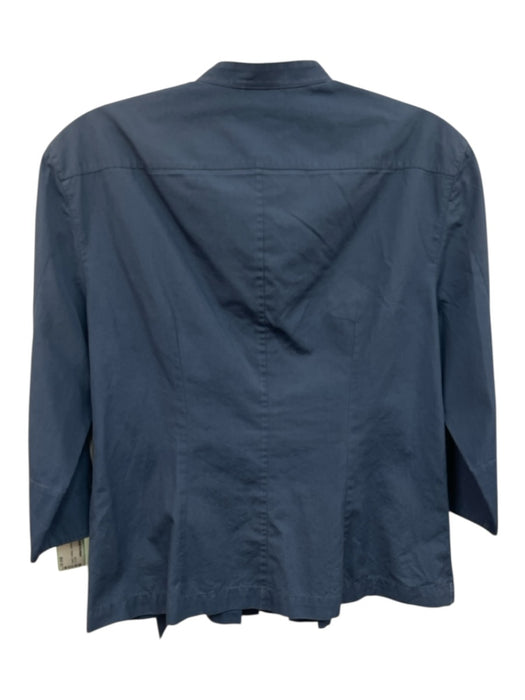 Akris Punto Size 8 Blue Cotton 1/2 Sleeve Pleated Buttons Belted Top Blue / 8