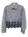 Industry Size S Blue & White Cotton Long Sleeve Pin Stripe Eyelet Detail Top Blue & White / S