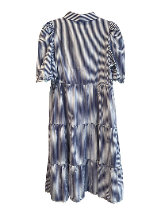 Gretchen Scott Size M Blue & White Polyester & Cotton Collared Button Down Dress Blue & White / M