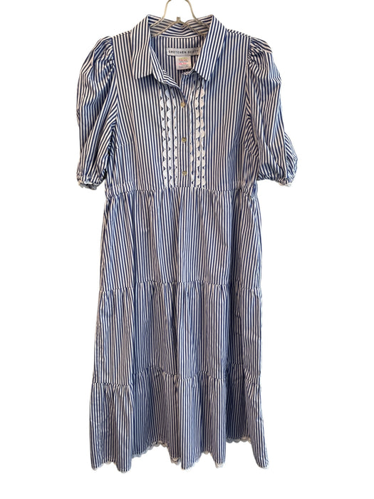 Gretchen Scott Size M Blue & White Polyester & Cotton Collared Button Down Dress Blue & White / M