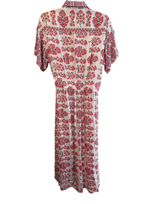 Omika Size S Cream & pink Viscose Collared Short Sleeve Chest Pocket Dress Cream & pink / S