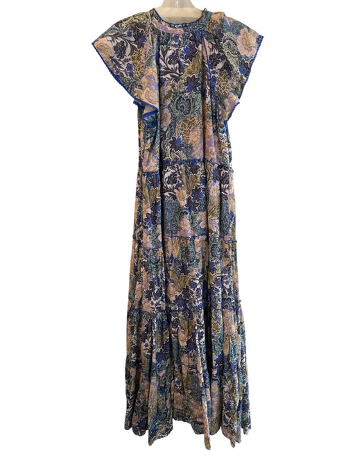 Anna Cate Size S Blue & Multi Viscose & Cotton Floral Paisley Tiered Dress Blue & Multi / S