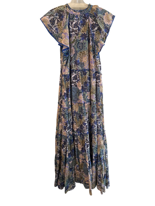 Anna Cate Size S Blue & Multi Viscose & Cotton Floral Paisley Tiered Dress Blue & Multi / S