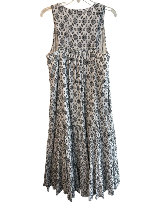 Never a Wallflower Size M White & Black Cotton V Neck Sleeveless Tiered Dress White & Black / M