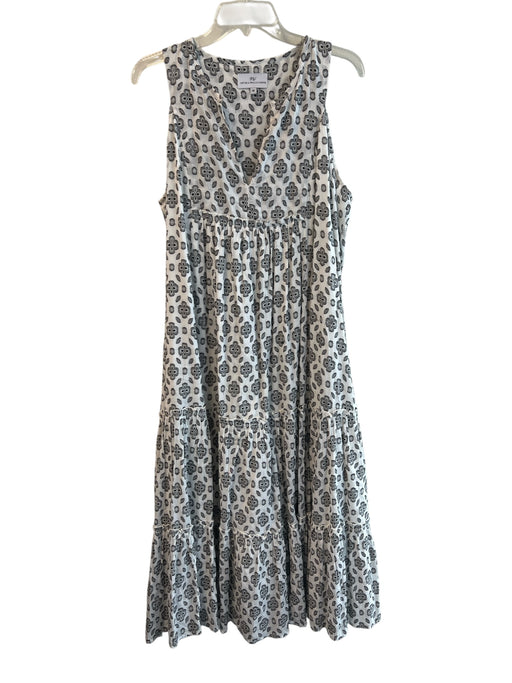 Never a Wallflower Size M White & Black Cotton V Neck Sleeveless Tiered Dress White & Black / M