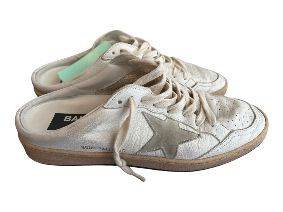 Golden Goose Shoe Size 41 Ivory Leather Almond Toe Perforated Lace Up Shoes Ivory / 41