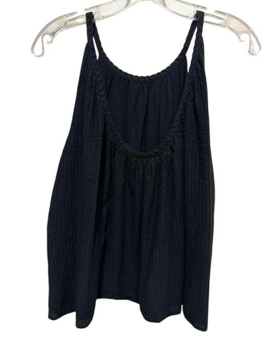 Jenni Kayne Size Large Black Cotton Blend Sleeveless Seersucker Low Back Top Black / Large