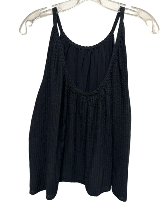 Jenni Kayne Size Large Black Cotton Blend Sleeveless Seersucker Low Back Top Black / Large