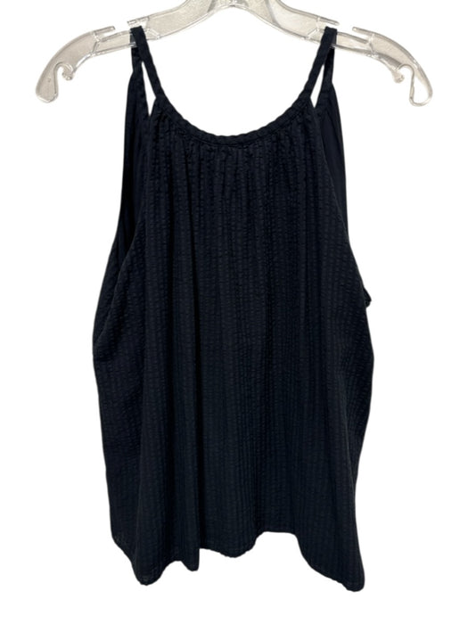 Jenni Kayne Size Large Black Cotton Blend Sleeveless Seersucker Low Back Top Black / Large