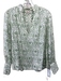 Mille Resort & Travel Size XS Green & White Cotton Long Sleeve V Neck Top Green & White / XS