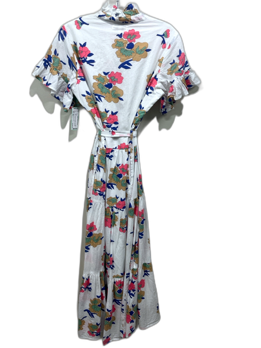 Mille Resort & Travel Size XS White, Tan & Multi Cotton Floral 1/2 Button Dress White, Tan & Multi / XS