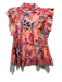 Alivia Size XS Peach, Green & Multi Cotton Tiered Short Sleeve Floral V Neck Top Peach, Green & Multi / XS