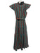 Victoria Dunn Size S Teal, Red & Yellow Cotton Cap Sleeve Button Up Tiered Dress Teal, Red & Yellow / S