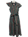 Victoria Dunn Size S Teal, Red & Yellow Cotton Cap Sleeve Button Up Tiered Dress Teal, Red & Yellow / S