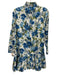 Tuckernuck Size XS Blue & Green Cotton Blend Long Sleeve Abstract Floral Dress Blue & Green / XS