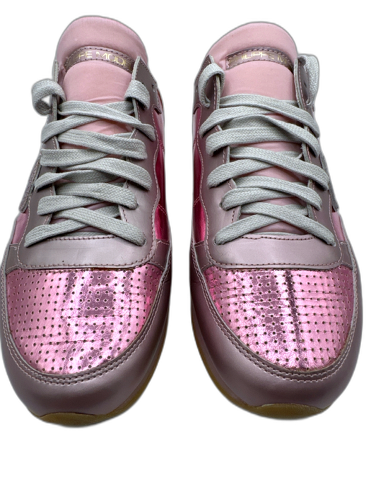 Philippe Model Shoe Size 38 Pink textile upper Perforated Low Top Sneakers Pink / 38