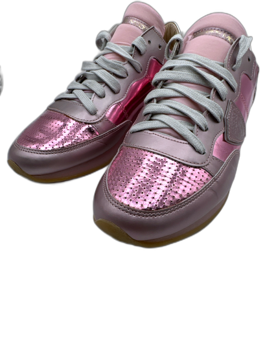 Philippe Model Shoe Size 38 Pink textile upper Perforated Low Top Sneakers Pink / 38