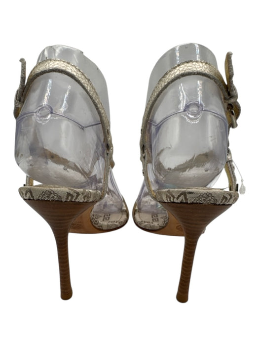 Versace Shoe Size 37 Gold Leather Upper Stud Detail Ankle Buckle Sandals Gold / 37