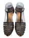 Chanel Shoe Size 37.5 Dark Brown Leather Upper Snakeskin Caged T Strap Sandals Dark Brown / 37.5