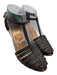 Chanel Shoe Size 37.5 Dark Brown Leather Upper Snakeskin Caged T Strap Sandals Dark Brown / 37.5