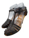 Chanel Shoe Size 37.5 Dark Brown Leather Upper Snakeskin Caged T Strap Sandals Dark Brown / 37.5