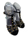Gucci Shoe Size 37 Black & Gold Tone Leather Upper Studded Caged T Strap Sandals Black & Gold Tone / 37